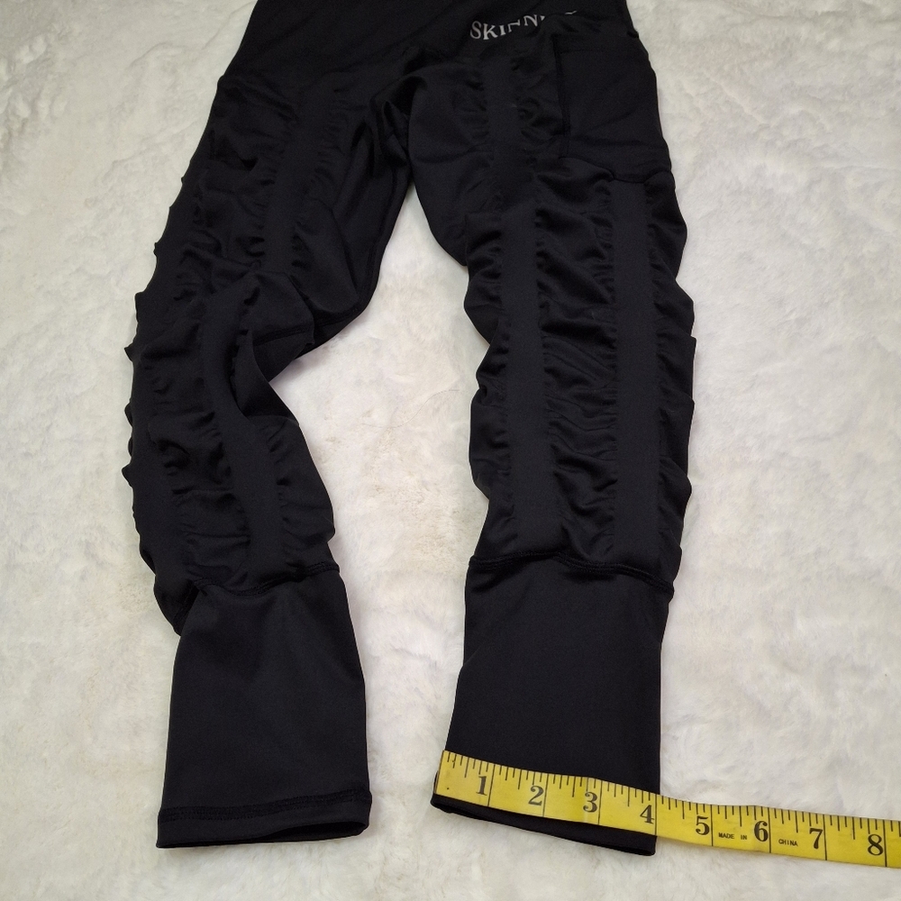 Skinnify Ruched Black High-Waisted 6 Resistance Band Leggings Women Size Medium - Picture 13 of 16